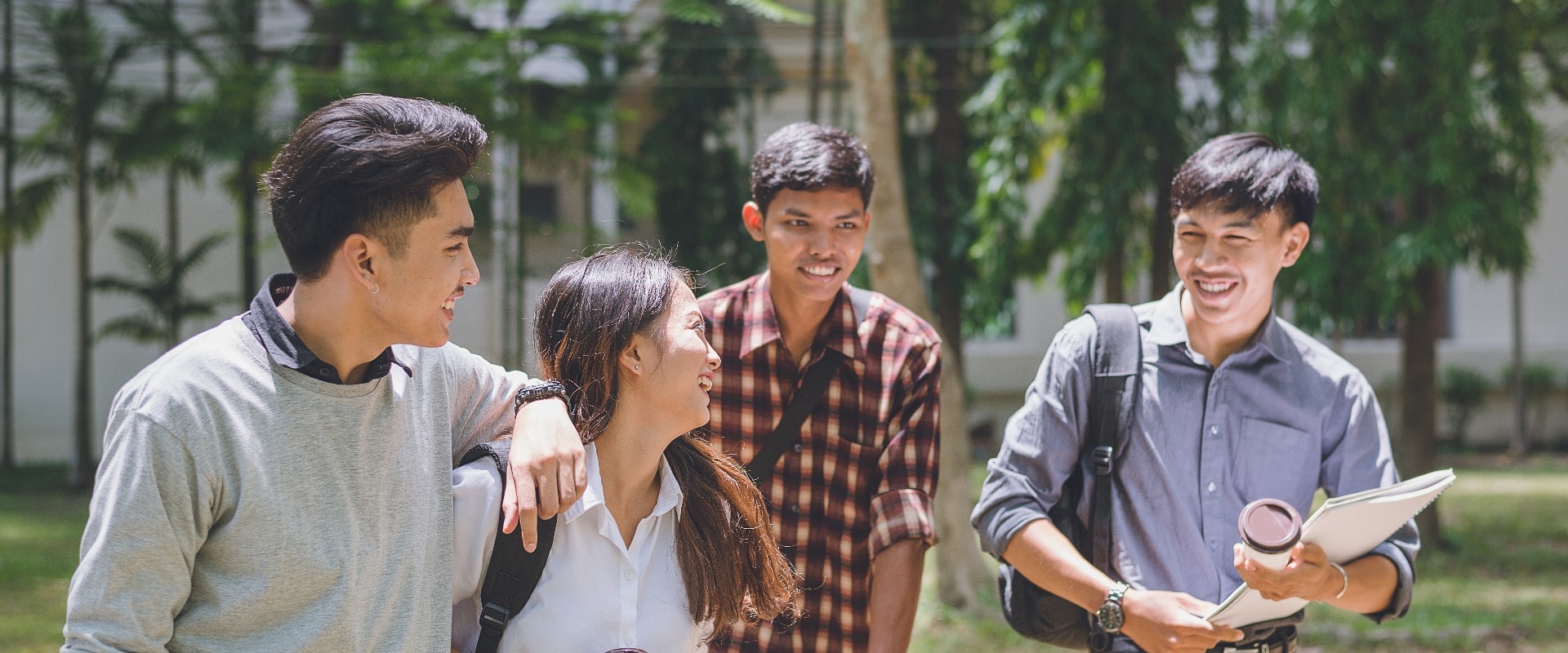 Asian student group, Happy young university students, First Day Of Back to education knowledge college concept.